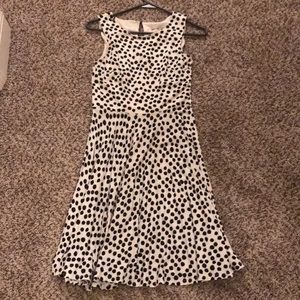 white with black polka dot dress